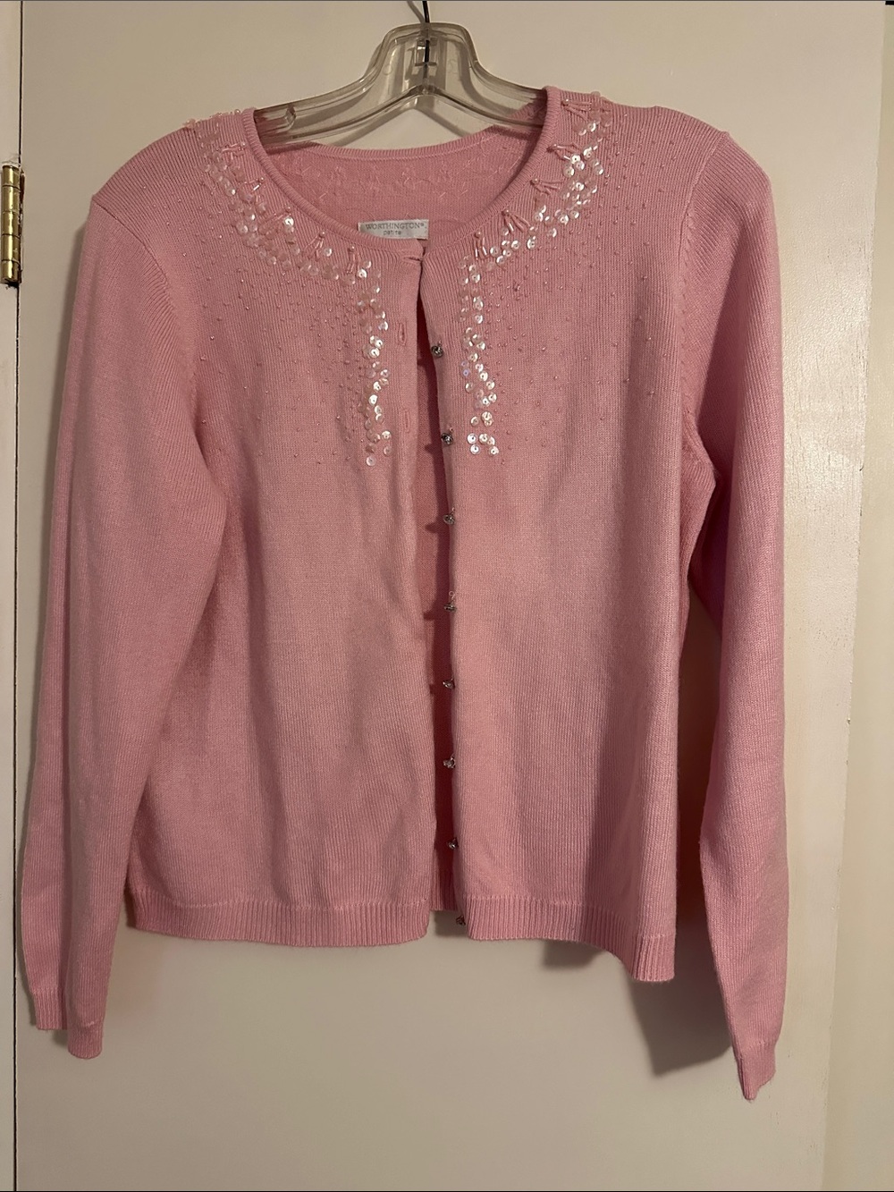 Worthington Pink Embellished Cardigan Sweater